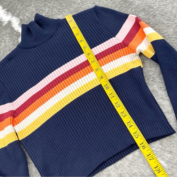 UO Urban Outfitters Rainbow Striped Funnel Neck Jumper Small - Picture 9 of 10